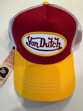 Von Dutch Red & Yellow (Gold) Trucker Hat - NWT